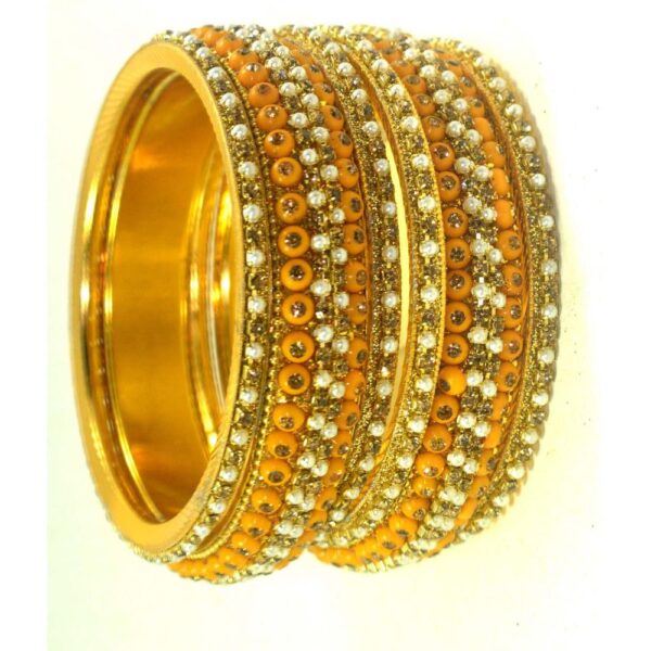 Jaipuri Fancy Designer golden Beads kangan set Pack 0f 6
