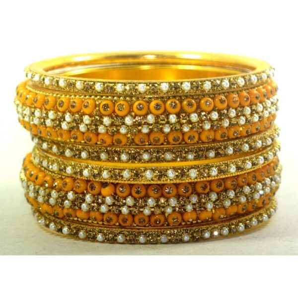 Jaipuri Fancy Designer golden Beads kangan set Pack 0f 6