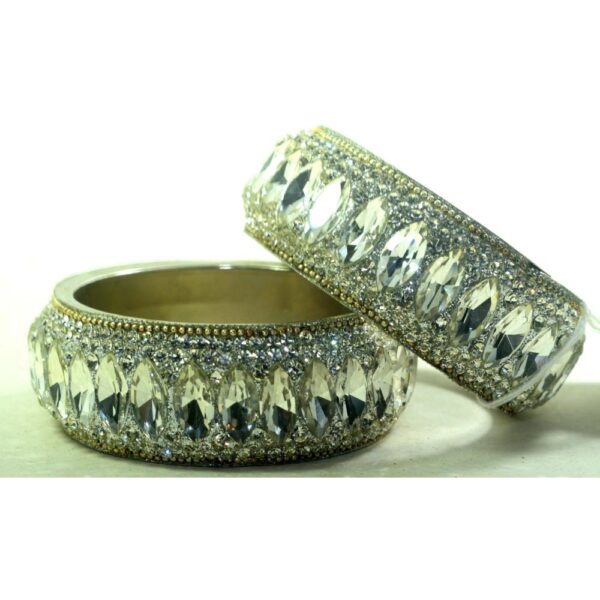 Jaipuri Fancy Designer heavy silver crystal Kangan set Pack 0f 2