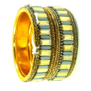 Jaipuri Fancy Designer Golden Brass crystal Kangan set05 Pack 0f 6