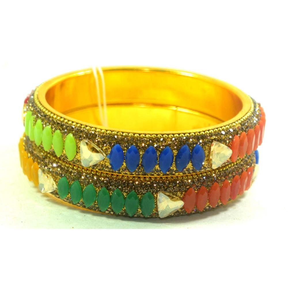 Jaipuri Designer Golden Brass crystal Kada set05 Pack of24