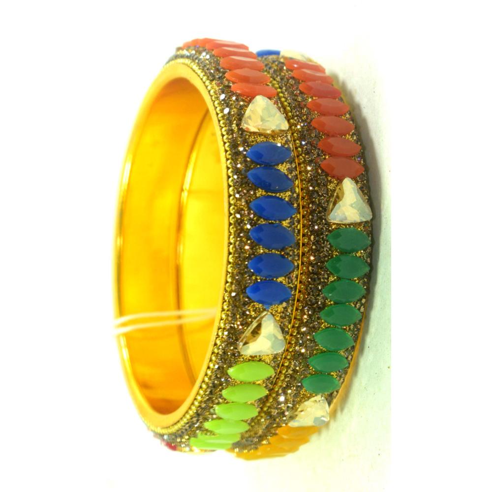 Jaipuri Designer Golden Brass crystal Kada set05 Pack of24