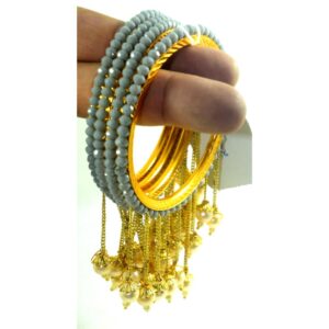Jaipuri Designer Golden Brass Latkan Crystal Kada set05 Pack of 4