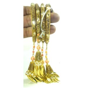 Jaipuri Designer Golden Brass Latkan Crystal Kada set03 Pack of 2
