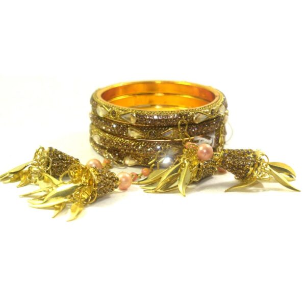 Jaipuri Designer Golden Brass Latkan Crystal Kada set03 Pack of 2