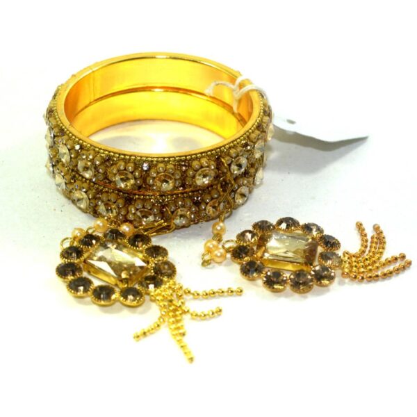 Jaipuri Designer Golden Brass Latkan Crystal Kada set02 Pack of 2