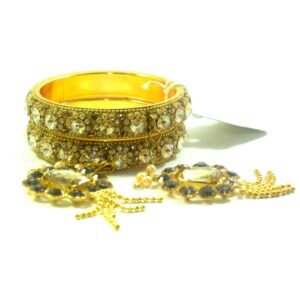 Jaipuri Designer Golden Brass Latkan Crystal Kada set02 Pack of 2