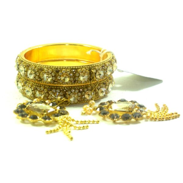 Jaipuri Designer Golden Brass Latkan Crystal Kada set02 Pack of 2
