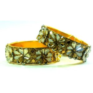 Jaipuri Fancy Designer heavy golden crystal Kangan set Pack 0f 2