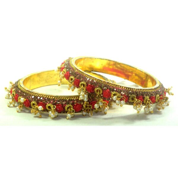 Jaipuri Designer Golden Brass Crystal Kada set01 Pack of 2