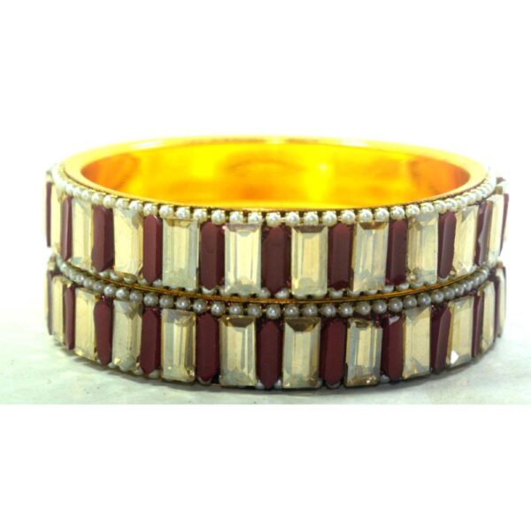 Jaipuri Designer Golden Brass Crystal Kada set Pack of 2