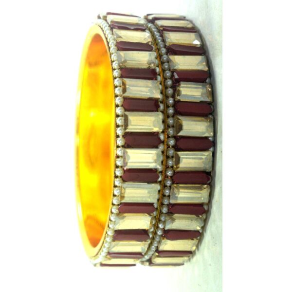 Jaipuri Designer Golden Brass Crystal Kada set Pack of 2