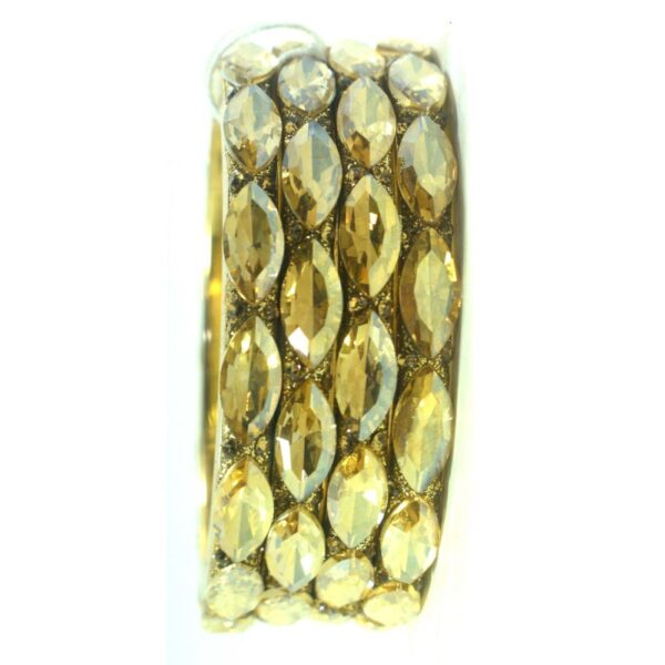 Jaipuri Designer Golden Brass Green Crystal bangles set Pack of 4