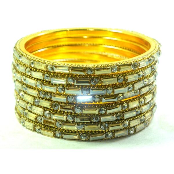 Jaipuri Designer Golden Brass golden Crystal bangles set Pack of 8