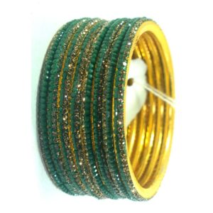 Jaipuri Designer Golden Brass colorful Crystal bangles set Pack of 4