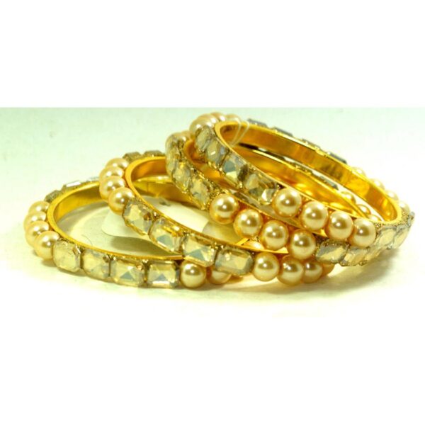 Jaipuri Fancy Designer golden Beads Bangles set Pack 0f 6