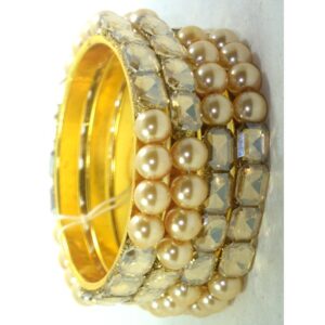 Jaipuri Fancy Designer golden Beads Bangles set Pack 0f 6