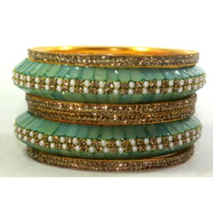 Jaipuri Fancy Designer golden Beads kangan set Pack 0f 6
