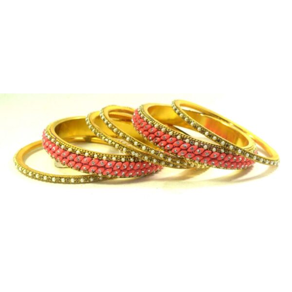 Jaipuri Fancy Designer golden Beads kangan set Pack 0f 6