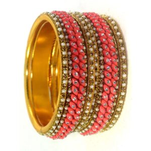 Jaipuri Fancy Designer golden Beads kangan set Pack 0f 6