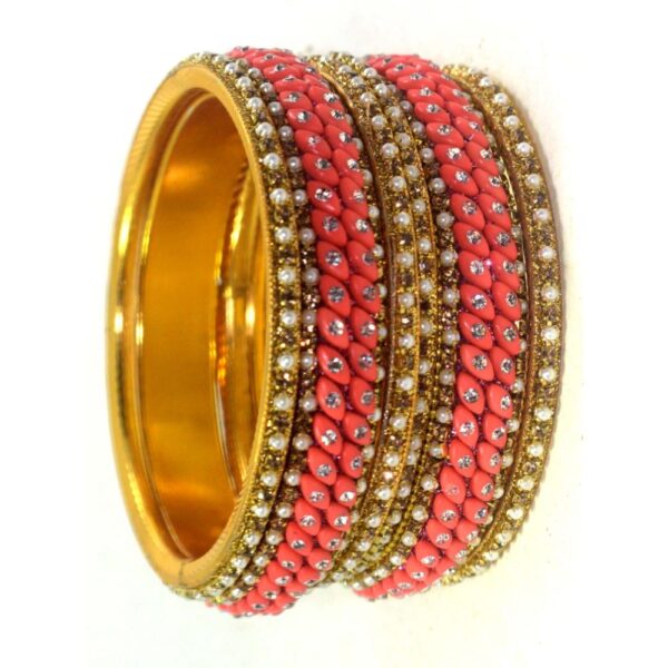 Jaipuri Fancy Designer golden Beads kangan set Pack 0f 6