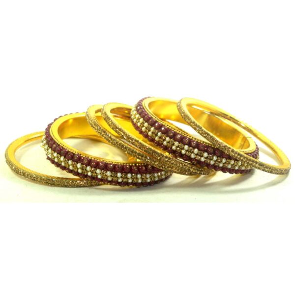Jaipuri Fancy Designer golden Beads kangan set Pack 0f 6