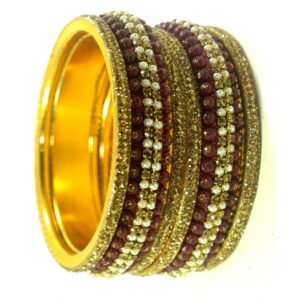 Jaipuri Fancy Designer golden Beads kangan set Pack 0f 6
