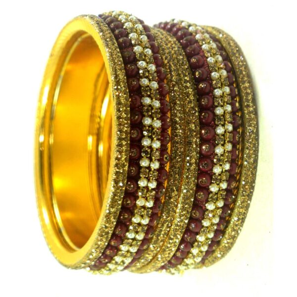 Jaipuri Fancy Designer golden Beads kangan set Pack 0f 6