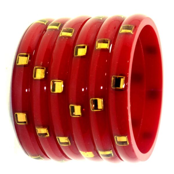 Red Laminate crystal Kada set