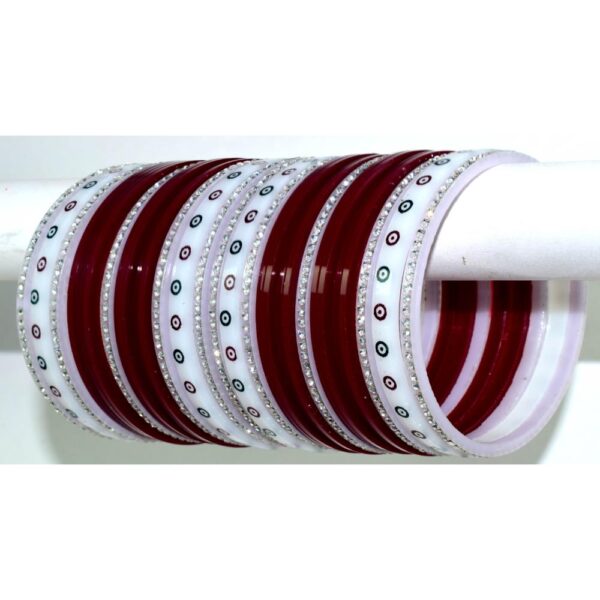 American Diamond Red Silver Choora set
