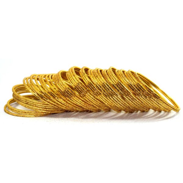 Sparkles Alloy Golden Metal Bangles Pack of 48