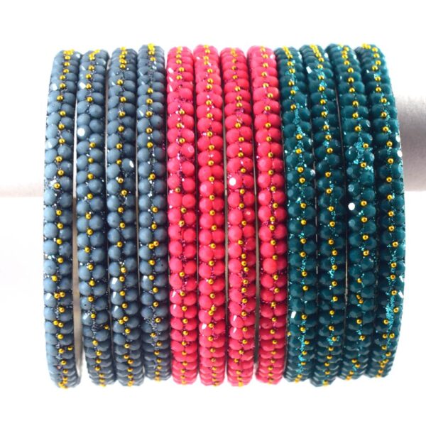colorful silver metal beads bangles