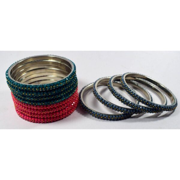 colorful silver metal beads bangles