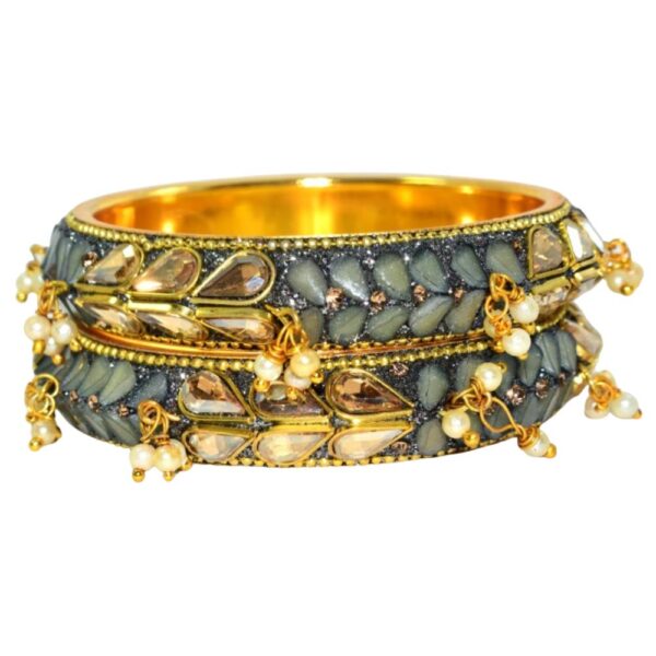 Jaipuri Designer Golden Brass pink Kangan set Pack of 2