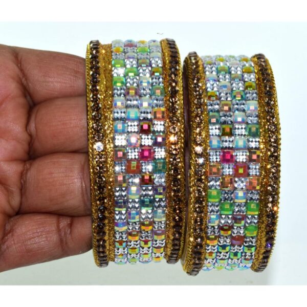 Jaipuri Designer Fancy Glass stone kada set