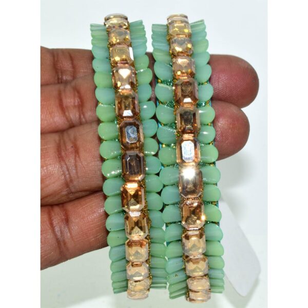 Jaipuri Designer Fancy Glass stone kada set