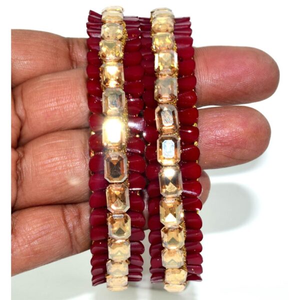 Jaipuri Designer Fancy Glass stone kada set