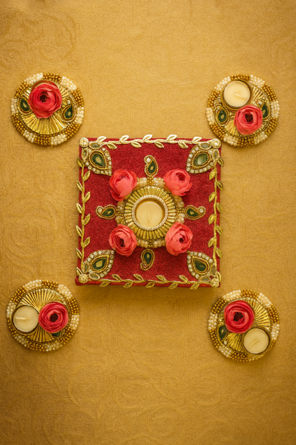Rangoli Chowki with Tealight Holders