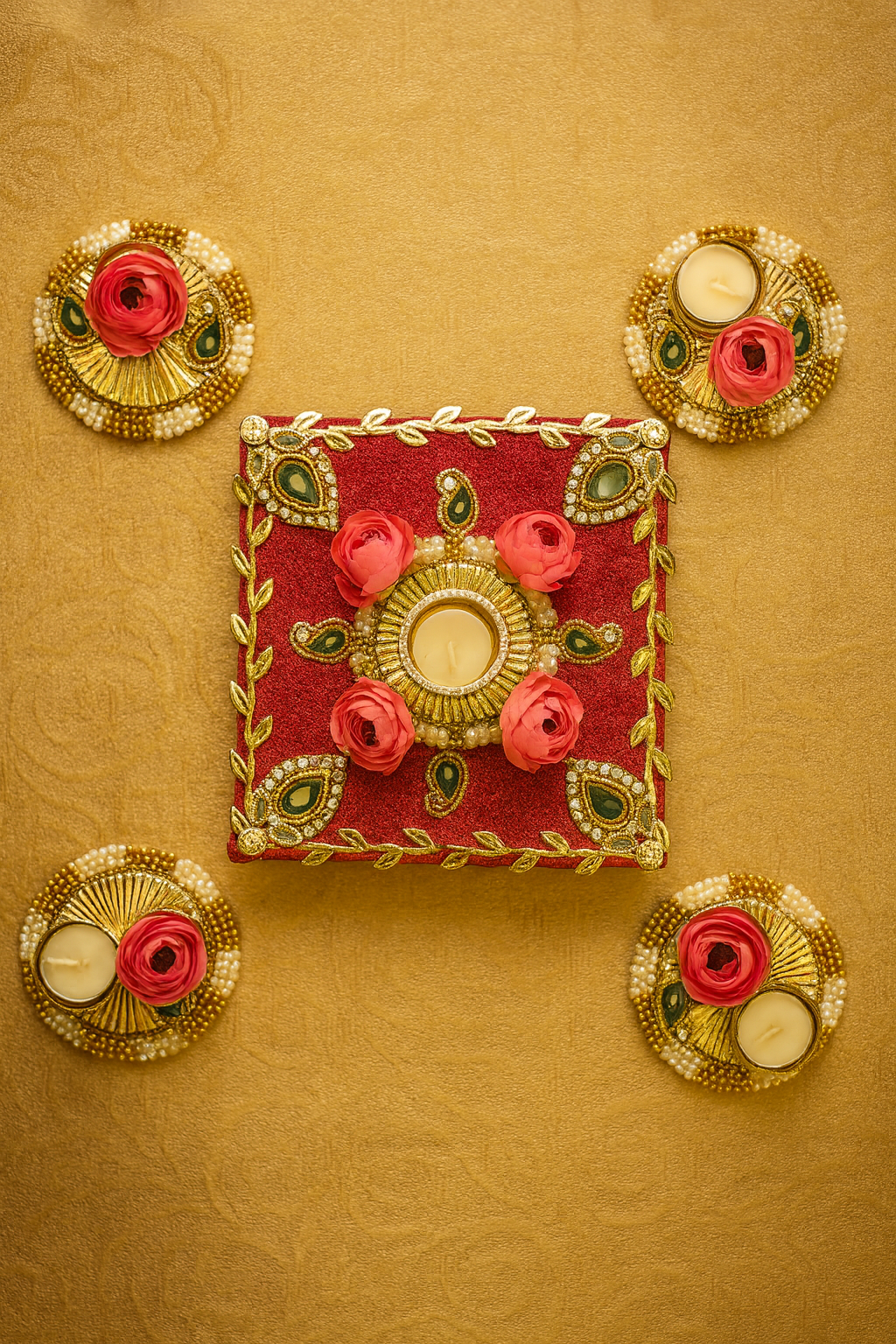 Rangoli Chowki with Tealight Holders