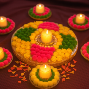 Floral Design Pooja Thali for Diwali
