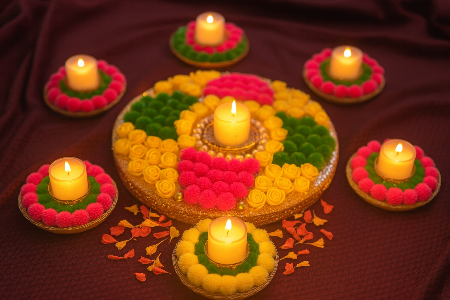 Floral Design Pooja Thali for Diwali