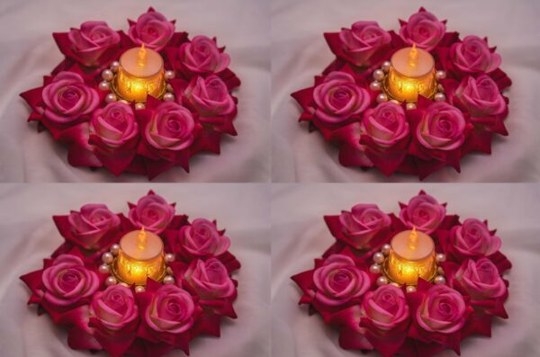Pink Floral Design Rangoli for Diwali