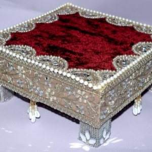 Silver Wooden Base Puja Chouki